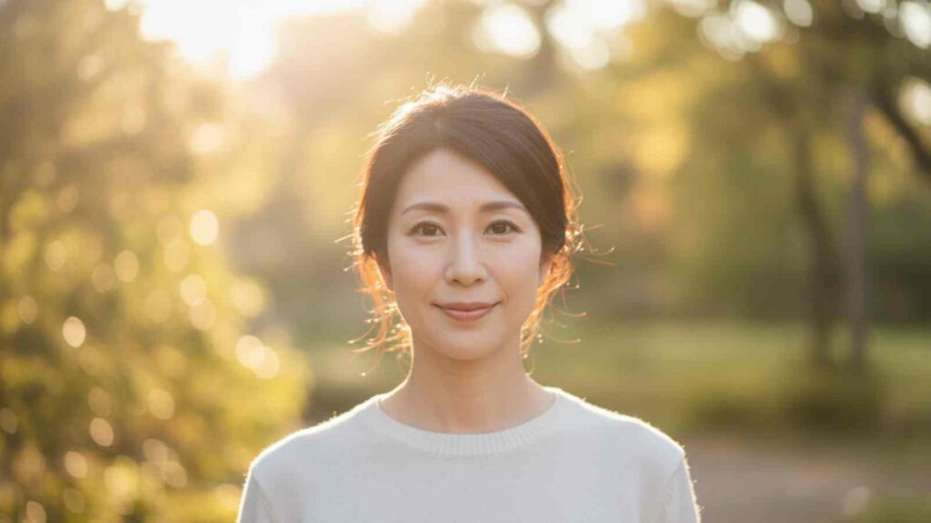 正面を向いた笑顔の女性