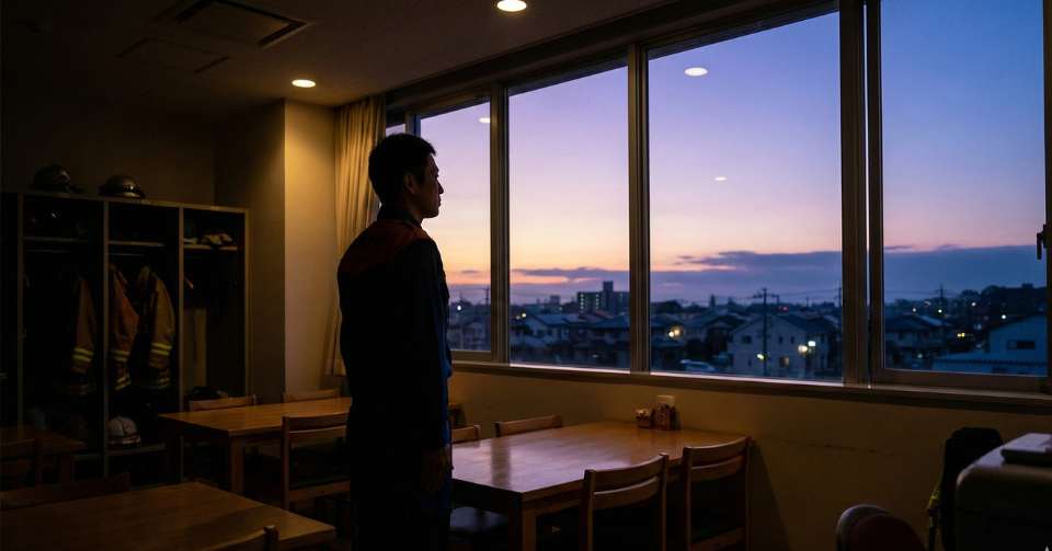 少年のことを思い出す消防士