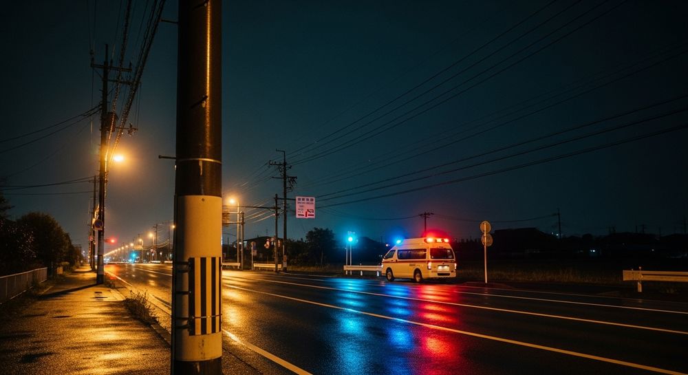 真夜中の交通事故現場