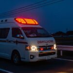 夜中に走行する救急車