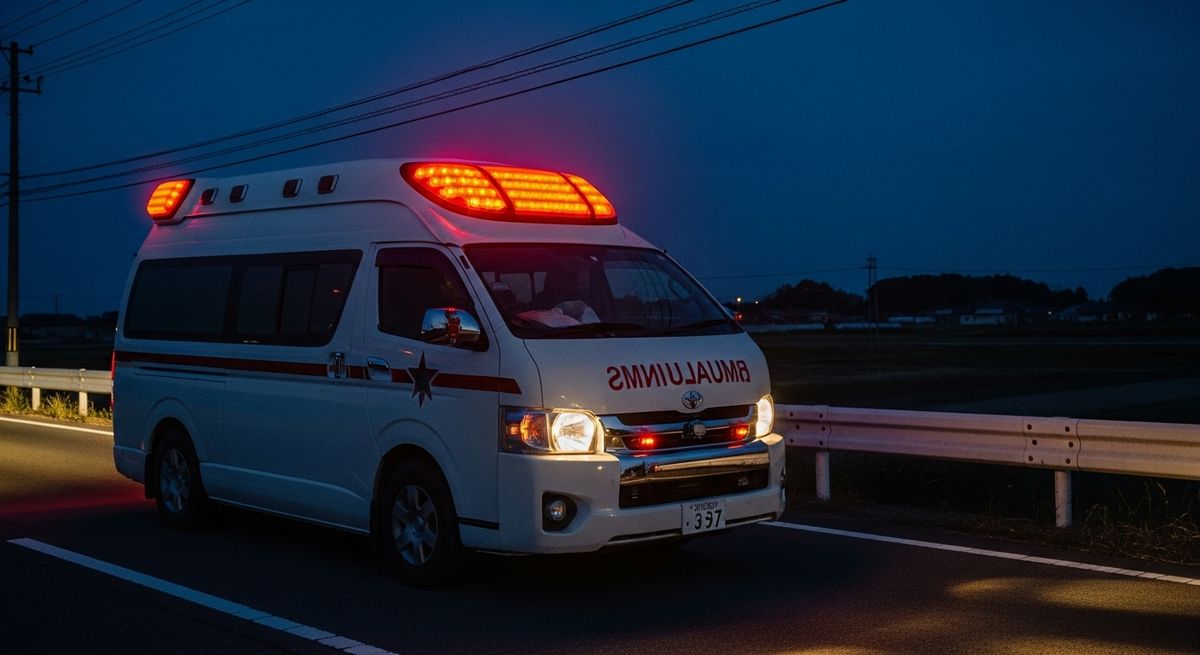 夜中に走行する救急車