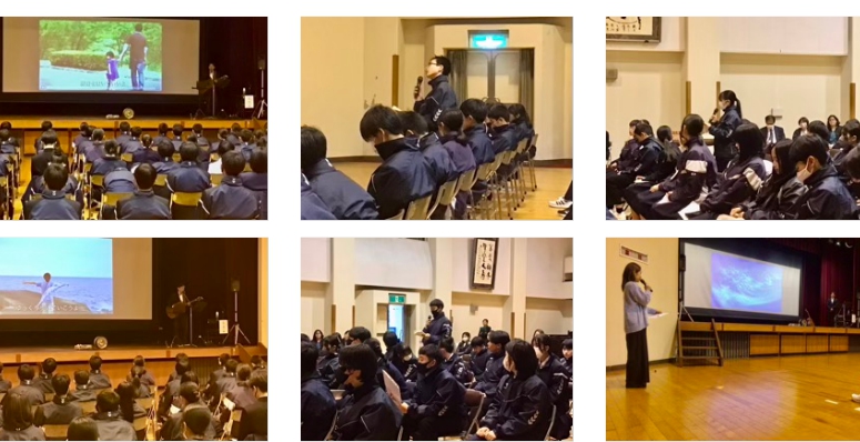 講演後に感想を発表する生徒