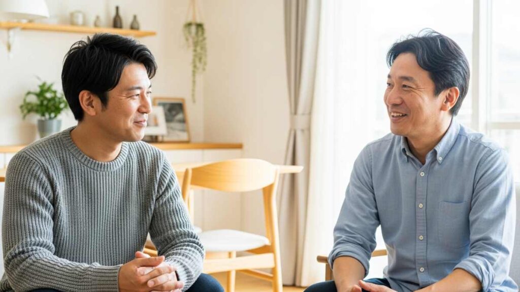 会話している男性ふたり