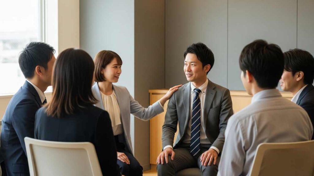 グループになって話し合っている画像