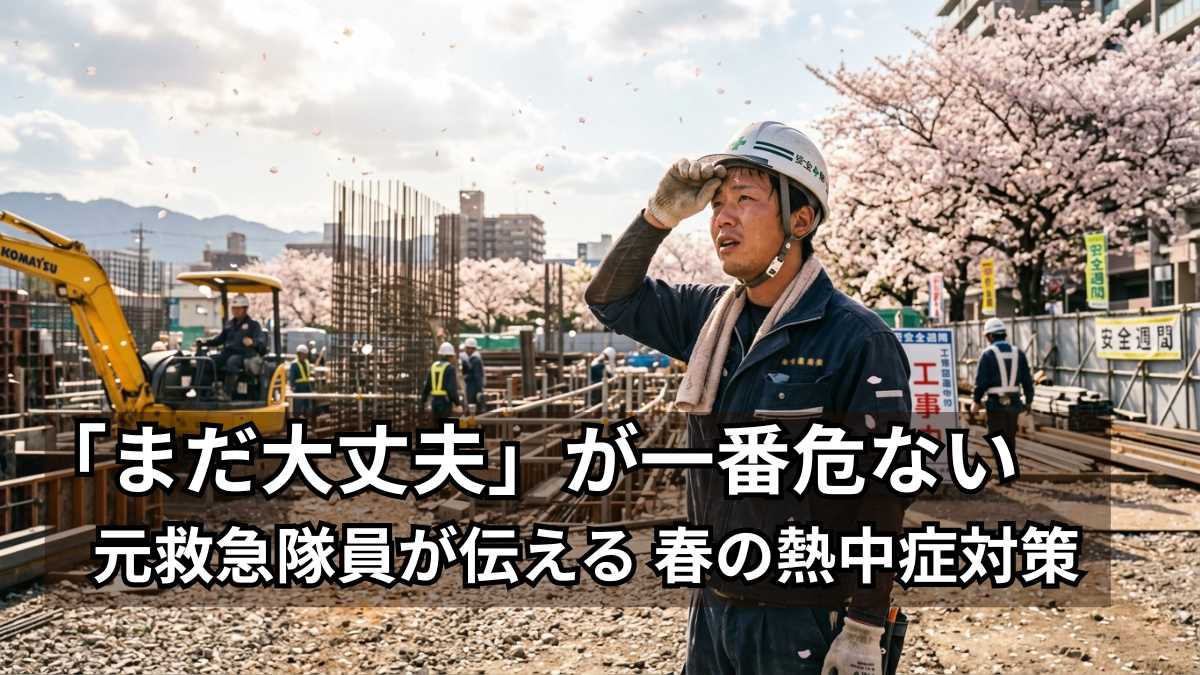 建設現場で汗をかく作業員