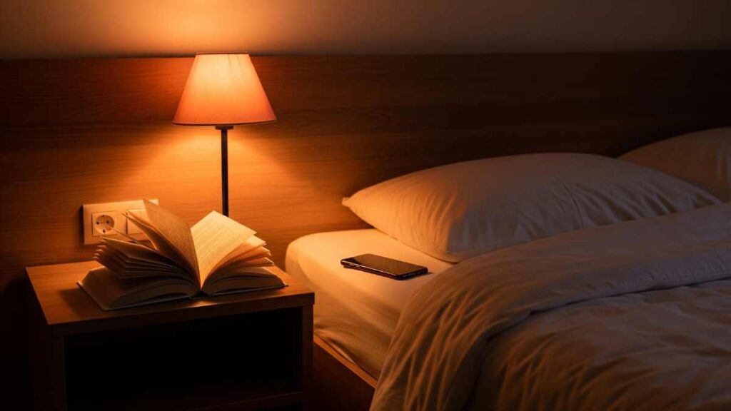 薄暗いベッドサイド