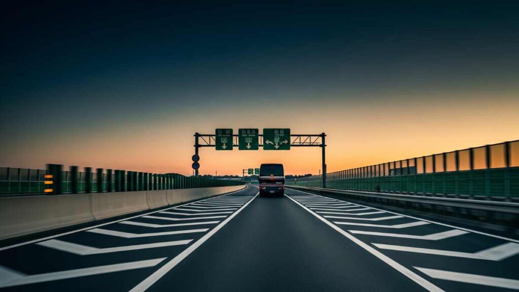 明け方の高速道路