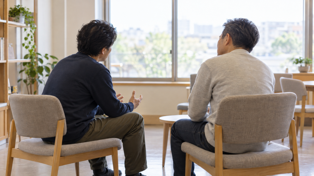 つらい気持ちを話す人に静かに耳を傾ける人