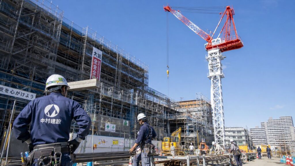 建設現場を見守る現場監督