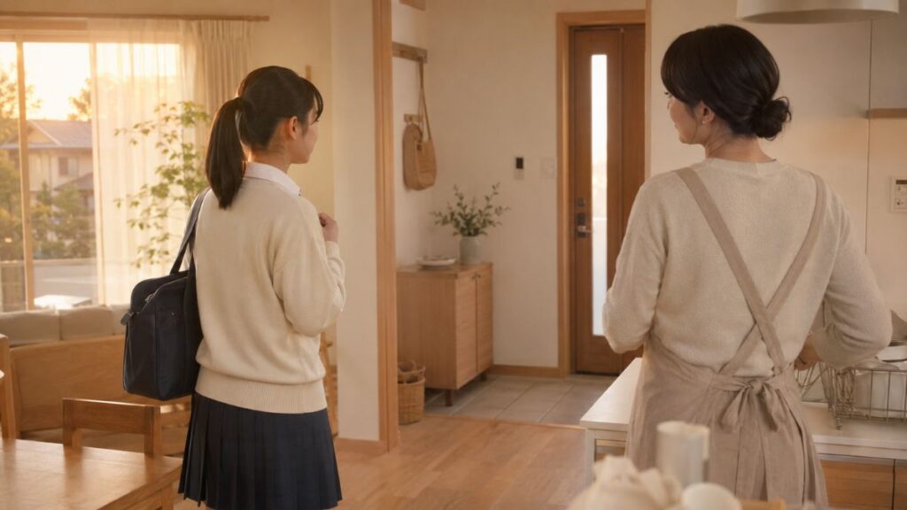母親に感謝を伝える女子中学生